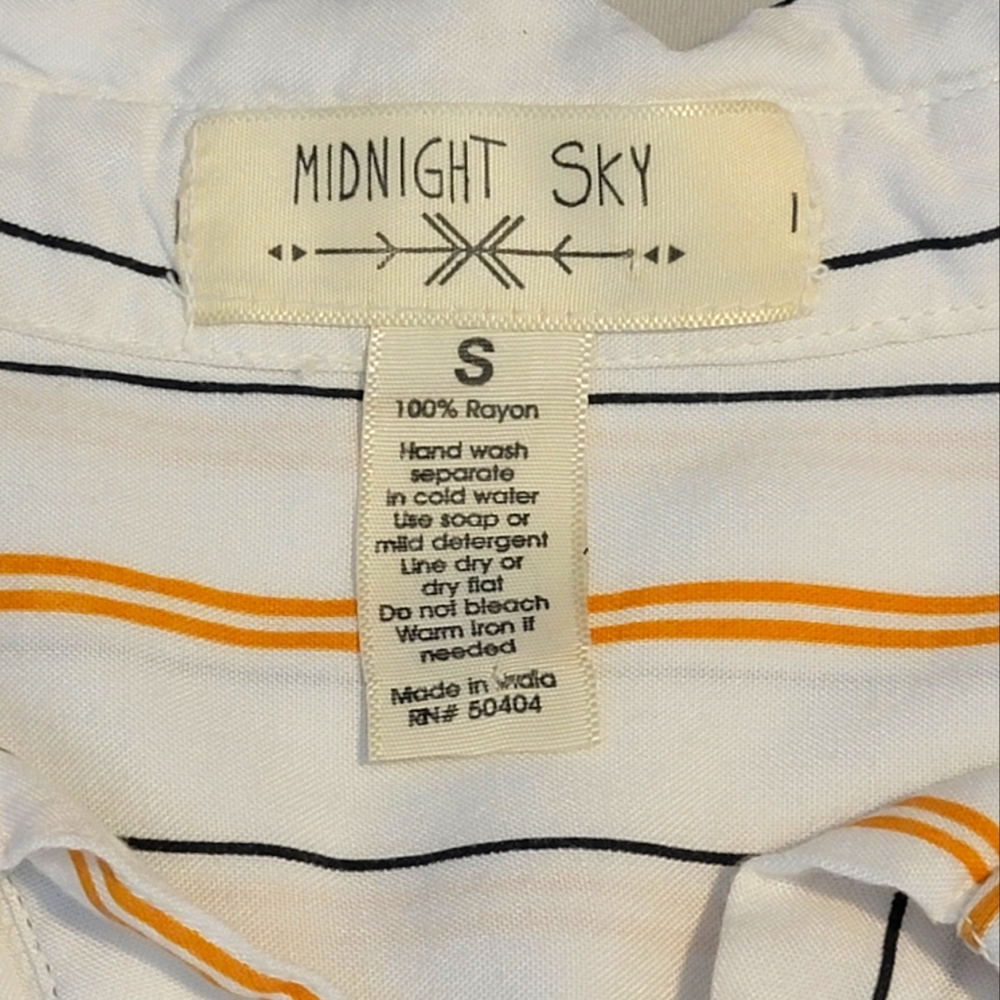 Midnight Sky white yellow black striped button up small - Picture 5 of 5
